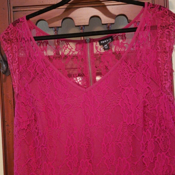 Torrid cranberry red long gorgeous lace dress - Picture 2 of 5